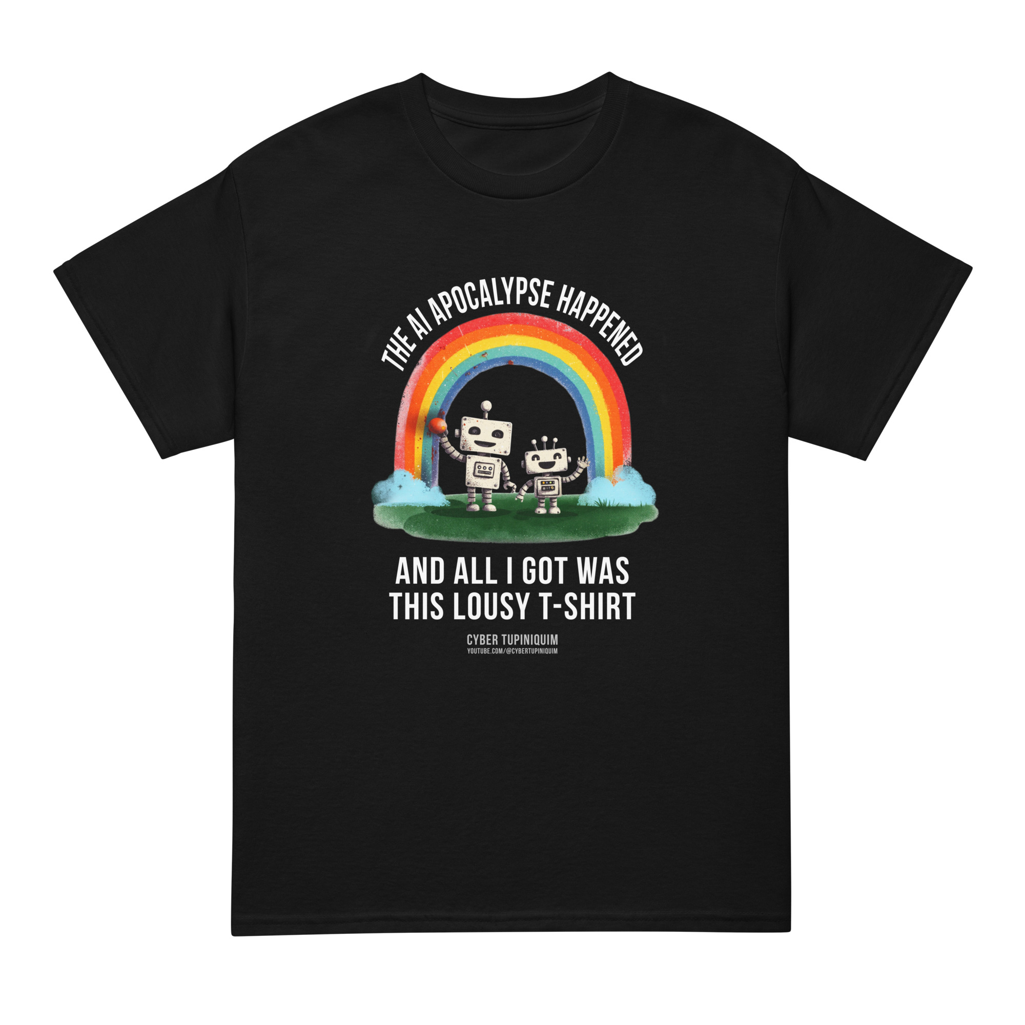 ai apocalypse: robots under rainbow dryblend® t shirt